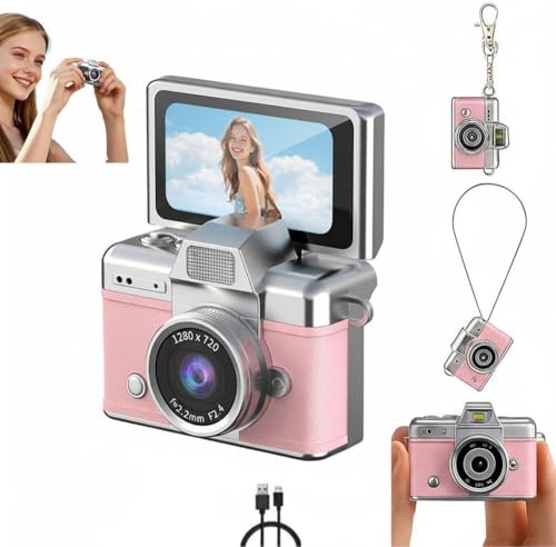2026 New Mini Digital Camera With 1.47 In Lcd Screen 1080p, Mini Keychain Retro With 64gb Screen, Flip Built-I Card Camera