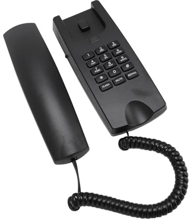 ZAICOLER Téléphone Filaire Mural, Fonction de Recomposition, Contrôle du Silence, Bureau, Maison, ABS, pour Optimisation de l'espace, Hôtel (Black)