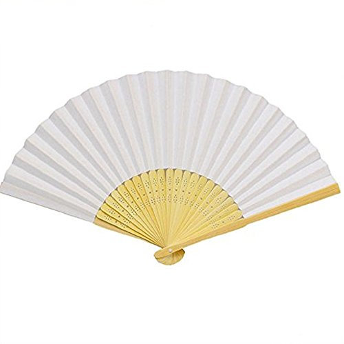 96 VENTAGLI DI LEGNO BAMBU' E CARTA BIANCA PER MATRIMONI WEDDING SPOSA EVENTI SEGNAPOSTO CHIESA