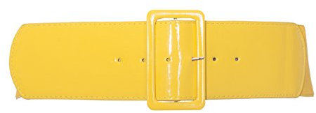 eVogues Women's Wide Patent Leather Fashion Belt Yellow - One Size Junior