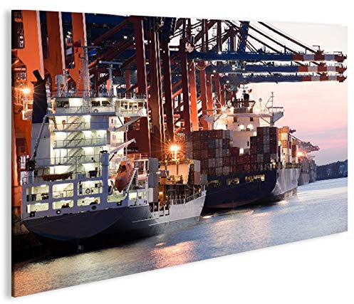 islandburner Bild Bilder auf Leinwand Containerhafen Hamburg Hafen 1K XXL Poster Leinwandbild Wandbild Dekoartikel Wohnzimmer Marke