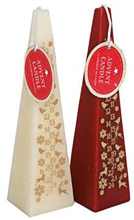 BARGAINS-GALORE 2 X 20CM CANDLE ADVENT CALENDAR MERRY CHRISTMAS COUNT DOWN TO XMAS DAY PYRAMID
