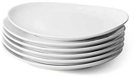 Sweese Porcelain 11 Inch Dinner Plates Set of 6 - White Dinner Plates - Dishwasher, Microwave, Oven Safe, Scratch Resistant