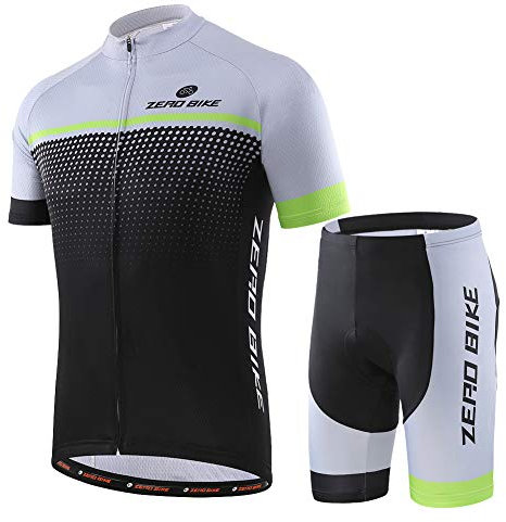 Herren Atmungsaktiv Schnelltrocknend Fahrradtrikot Set, Outdoor Kurzarm Radsport-Shirt + 3D Gel Gepolsterte Kurze Hose Fahrradhose