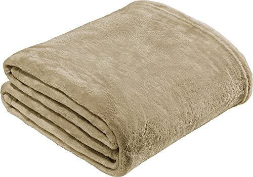 REDBEST Microfaserdecke Amarillo, Fleece-Wohndecke, Sofadecke beige Größe 130x180 cm - kuscheliger Teddyfleece, extra weich warm, pflegeleicht, waschbar