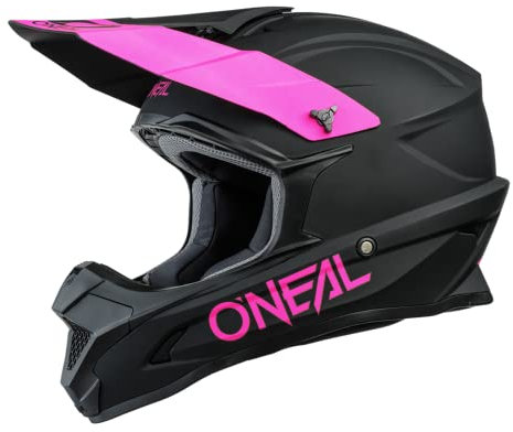 O'NEAL | Motocross-Helm | MX Enduro Motorrad | ABS-Schale, , Lüftungsöffnungen für optimale Belüftung und Kühlung | 1SRS Helmet Solid | Erwachsene | Schwarz Pink | Größe L