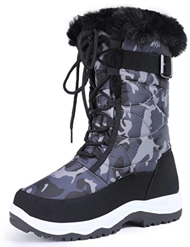 CIOR Women's Snow Boots Winter Water-Resistant Fur Lined Frosty Warm Snow Boots U120WMX005-Black Camo-39