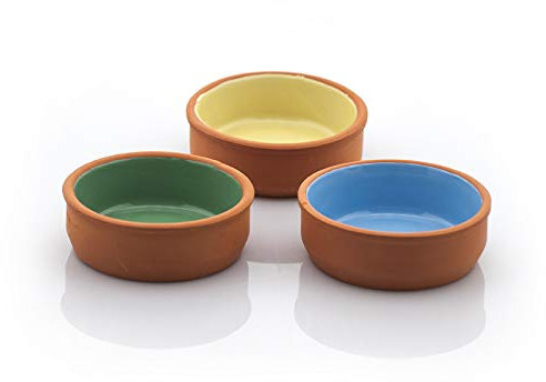 Seladan Clay Ovenproof Dishes Set of 3, for Tapas, Gratin, Güvec, Greixonera, Cazuela 3 Colours