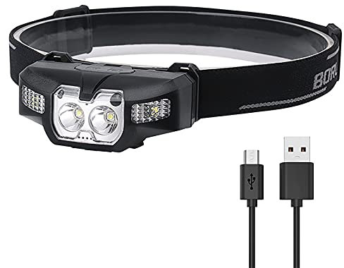 M-TOP Linterna Frontal con Sensor De Movimiento,Luz Frontal Cabeza USB, Linterna Cabeza 500 Lúmenes, Headlight LED Recargable para Senderismo, Escalada, Trote y Camping