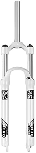 LYYCX 26/27.5/29 Inch Bike Front Fork Travel 105mm, 1-1/8 Straight Tube Mountain Bike Suspension Fork Hydraulic Spring Disc Brake QR 9mm (Color : White, Size : 26Inch)