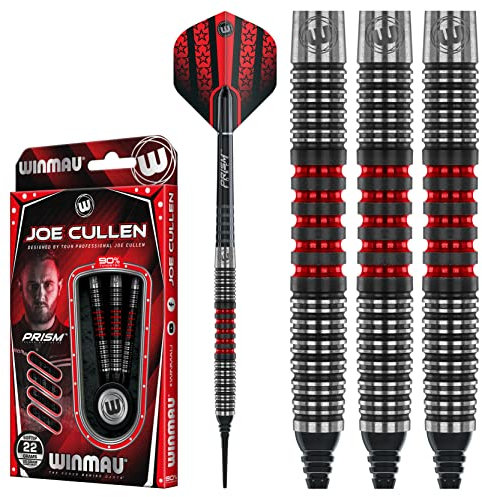 WINMAU Joe Cullen 22 Gramm Softip Profi Wolfram Dartpfeile Set mit Flights und Schäfte