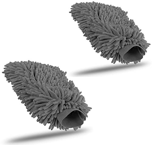 KUNSTIFY Guanto di lavaggio Accessori per auto Panno in microfibra Set di pulizia per auto Panno in microfibra Set di cura per auto Polacco per auto Panno in nanofibra (2x Grigio)