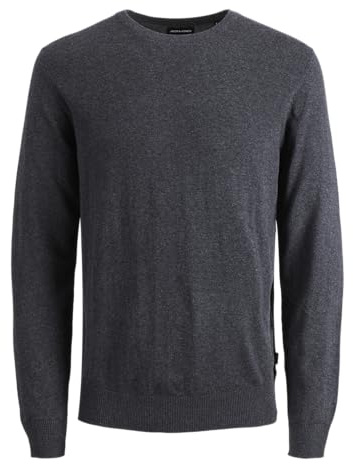 JACK & JONES Jjeemil Knit Crew Neck Noos, Maglione Lavorato a Maglia Uomo, Dark Grey Melange, XS