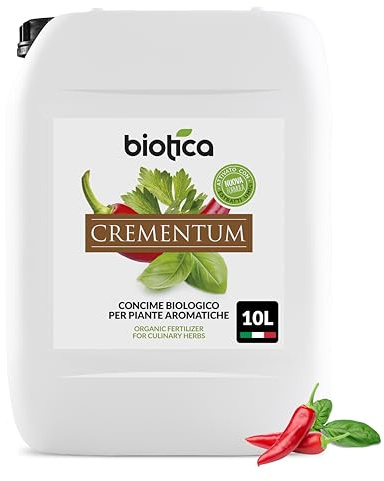 BIOTICA Concime Liquido per Peperoncino e Piante Aromatiche 10L | CREMENTUM Fertilizzante per Basilico, Prezzemolo, Rosmarino, Origano, Salvia, Menta – Migliora Crescita, Colore e Sapore