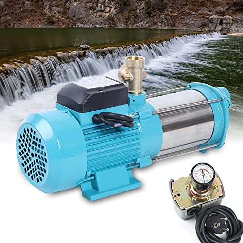 Kreiselpumpe mit Druckschalter 4000L/H Gartenpumpe aus Edelstahl 1300W Kreiselpumpe mit Manometer Hauswasserautomat Gartenpumpe Selbstansaugend mit Wasserpumpendruckschalter