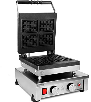 Romux® Gofrera Electrica Profesional Simple de Sobremesa | Gofrera Industrial para Hosteleria de Acero Inoxidable | 330x330x280 mm | 220V | Calentamiento Rápido para Restaurantes