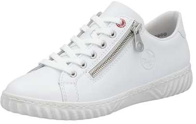 Rieker Ladies Zip Detailed Antistress Featured Trainer N0900-81 - White Leather - UK Size 5 - EU Size 38 - US Size 7