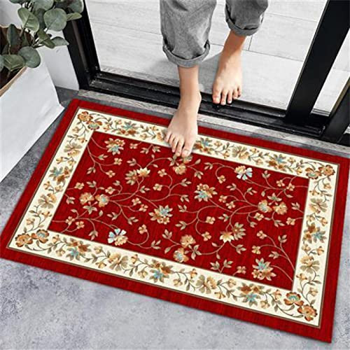 Badezimmerteppich Super Absorbierende Rutschfester Badematte, Badematten Badteppich 90x120cm Badvorleger Extra DüNn Schnelltrocknende Waschbare Badematte Home Rug, Badmatte Bodenmatte Floor Mat Rot