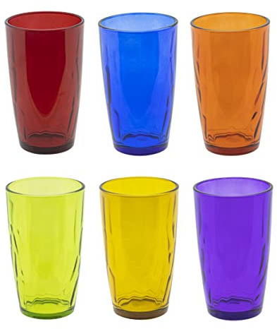 Lentz 6er Set - bunte Trinkgläser Wassergläser Saftgläser - ca. 320ml –spülmaschinengeeignet
