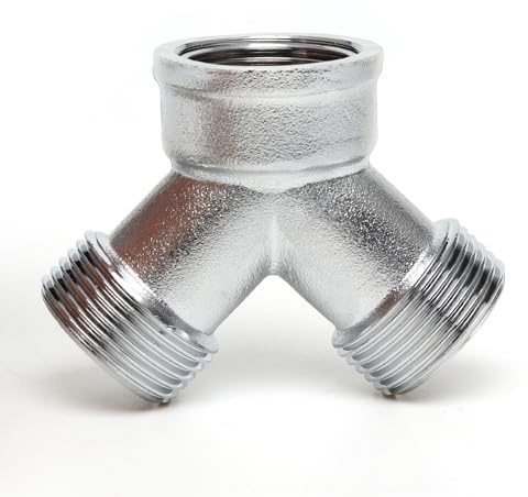 OPERMAXER 2-Way Brass Y Splitter - G 3/4 Inch Water Connection Distributor, for Two Inlet Hoses, Washing Machine, Dishwasher, Garden Hose