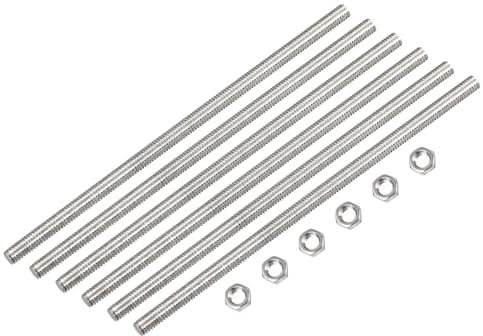 QUARKZMAN 12 Stück Gewindestange M4 x 300mm mit Sechskantmuttern, Gewindestangen Vollgewinde Gewindestab Edelstahl 304 Gewindebolzen Gewindestifte Gewindestäbe für Möbeln Sport Geräte
