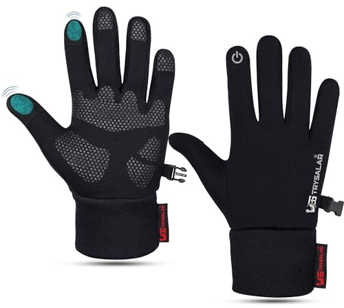 TrySalar Guantes de ciclismo de invierno cálidos para hombres y mujeres, unisex, con dedos para pantalla táctil, agarre antideslizante, forro ligero, conducción, ciclismo, deportes, escalada, caminar