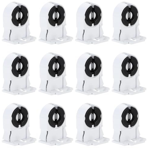 PATIKIL T8 Leuchtstofflampenhalter, 12er Pack G13 Lampensockel LED Leuchtstoffröhrenfassung 250V Nicht geschalteter Dreh-Typ Lampenhalter Ersatz, 37x29x23mm