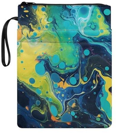 Poceacles Blaue Marmor-Druckhülle für Buchliebhaber - Hüllen mit Reißverschluss-Schutz für Taschenbuch und Hardcover - waschbar