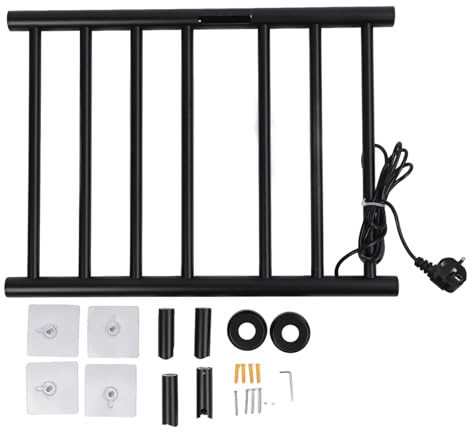 Toallero de Calentamiento Rápido con Control Inteligente, Función de Temporizador, Calefacción de Fibra de Carbono, Toallero Eléctrico de Acero Inoxidable para Baño (Enchufe