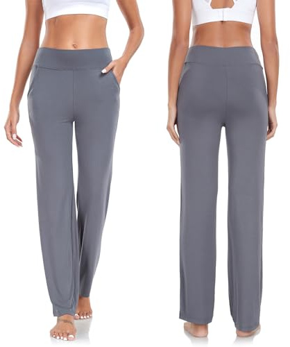 Yogahose Jogginghose Damen Verdickte Version Mit Taschen Freizeithose Straight Leg Modal Sporthose Mode Lounge Running Lang Frauen Hose Yoga Trousers Workout Leisure Jogging Bottoms Dunkelgrau XL