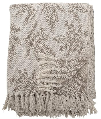 Bloomingville Decke Gabriela Braun Beige Tannenzweige 160x130 cm Wolldecke Plaid