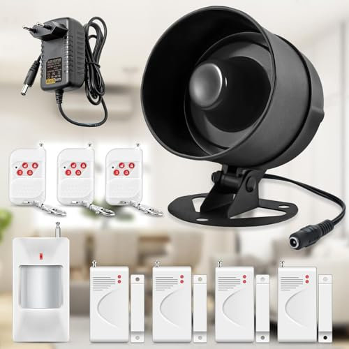 Fuers Impianto di allarme per casa, 115 dB, sistema di allarme per camper, set da 10 pezzi, impianto di allarme per porta, garage, finestre, impianto di allarme per la casa