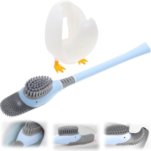 MOPQMKT Brosse WC Silicone - Brosse de Toilette Canard Plongeant Brosse WC en Silicone et Support Suspendu Anti-Goutte Antibactérienne Balai WC Ventilée Brosse Toilette Animal Salle de Bain et WC