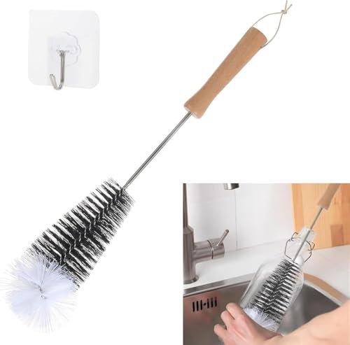 Bottle Cleaning Brush Extra Long Scrubbing Brush with Handle Pipe Cleaner Straw Brush for Washing Narrow Neck Water Bottle Jars, Kombucha, Thermos, Carafe, Brewing Bottles