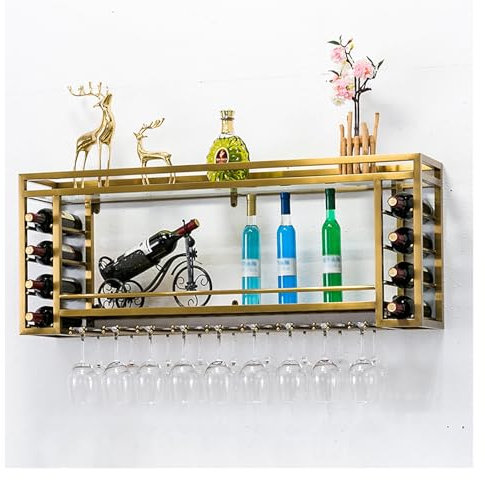 Weinregal Zur Wandmontage Mit Glashalter, Weinflaschenhalter, Wein Regal, Weinregal Palette, Weinglasregal, Bar Regal, Wandbar, Küchenregal Hängend Weinregale, Wand Flaschenhalter, Flaschenregal(150*2