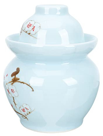 Vaso per sottaceti in ceramica con coperchio, Barattolo di fermentazione in ceramica for vasetto di fermentazione Barattolo di fermentazione tradizionale con coperchio a tenuta d'acqua Contenitori Kim
