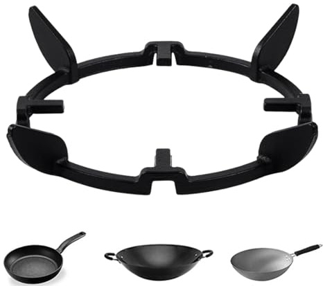 Omevett Wok Ring, Cast Iron Ring Pan Support Stand, Wok Stand for Gas Hob, Wok Support Ring Universal for Kitchen Wok Gas Hob and Cookers, 17cm Diameter