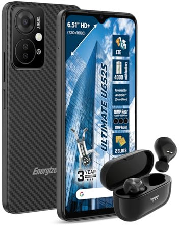 Energizer Ultimate U652S smartphonepaket - 6,5 tum, 4G, 4 000 mAh batteri, 64 GB RAM 2 GB ROM-minne, upplåst - billig - Europaversion + trådlösa bluetooth-hörlurar