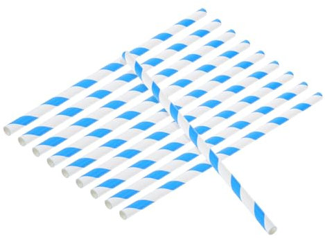 CATIEBYE 50pcs Cotton Candy Paper Sticks Blue and White Striped Cones for Commercial Automatic Machines for Birthdays Weddings and Holiday Parties