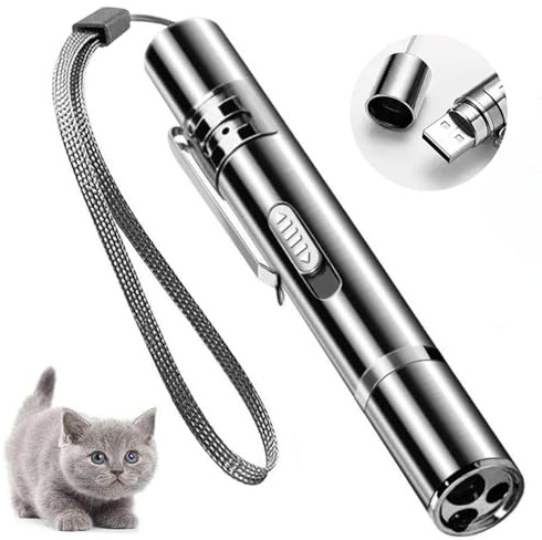 VOVIGGOL Juguetes interactivos para Gatos y Perros, Juguete eléctrico con LED, Entrenamiento y Ejercicios, Recargable por USB