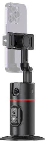 Hanzete Auto Face Tracking Tripod Auto-tracking Phone Holder Desktop Selfie Gimbal Stand 360°Rotatable 260g/0.57lbs Load Capacity Support Face & Body Tracking Gesture Control with Phone Clip 1/4in Scr