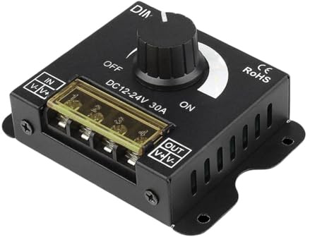 Clearhill 1 interruttore dimmer a LED, DC 12-24 V, regolazione continua della manopola, alloggiamento in lega di alluminio, con copertura, controller PWM per strisce LED monocolore, durata 50000H