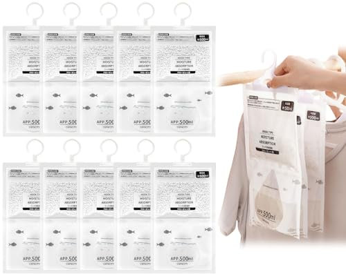 Bolsas Antihumedad Armarios,10pcs Deshumidificador Armario,Bolsas Deshumidificador Colgar,para Armario,Cocina Y BañO,Gránulos Absorbentes De Humedad