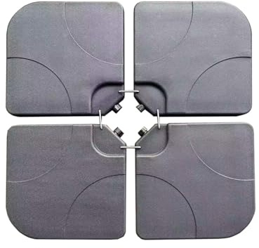 Rebecca Mobili Juego de 4 bases para sombrilla, pesos para sombrilla, negro, HDPE, rellenable con agua o arena, 4 unidades – Medidas 7,5 x 50 x 50 cm – Art. RE7162