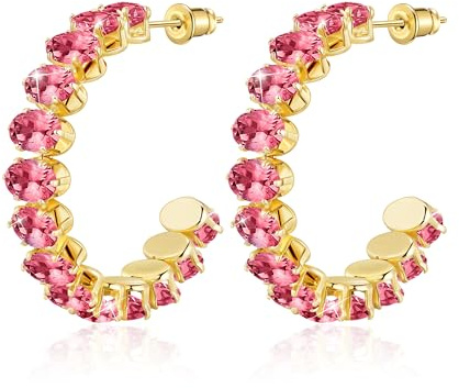Linawe Creolen Ohrringe Edelstahl Damen, Statement Ohringe Jewelry, Hypoallergene Große Modeschmuck Ohrschmuck, Erhältlich in Gold und Silber