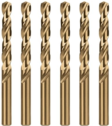 Misuyue Punte da trapano 6 mm M35 in cobalto, 6pcs di punte da trapano elicoidali in metallo HSS per materiali duri in acciaio inossidabile, rame e plastica