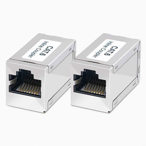 BIGtec 2 pezzi LAN RJ45 accoppiatore adattatore Ethernet cavo di rete cavo patch alloggiamento in metallo compatibile CAT8 CAT7 CAT6a CAT5e CAT5