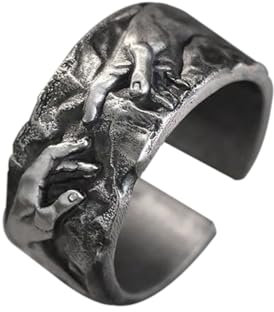 Auriselle Herrenring Verstellbar Gottes Hand Vintage Wikinger Retro Offener Ring Daumenring Gothic Schmuck Geschenke für Männer Jungen Vater