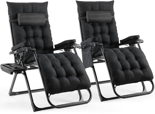 TLGREEN Sonnenliege 2er Set, Gartenliege, Liegestuhl klappbar, Nackenkissen | Tragfähigkeit 160 KG, Abnehmbares Sitzkissen, Verstellbare Rückenlehne, Getränkehalter, 2 PCS Outdoor Sessel, Strandliege