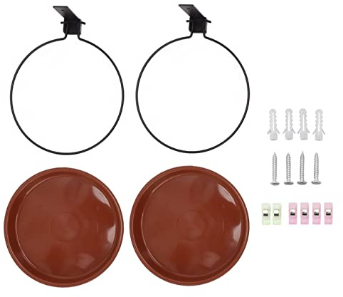 2 mangeoires à Oiseaux Arbre monté, mangeoires à Oiseaux clôturés, Baignoire à Oiseaux Sauvages montés pour l'extérieur Placez l'eau de Nourriture pour Les Arbres, Les Murs (2 Pot et 2 Supports)